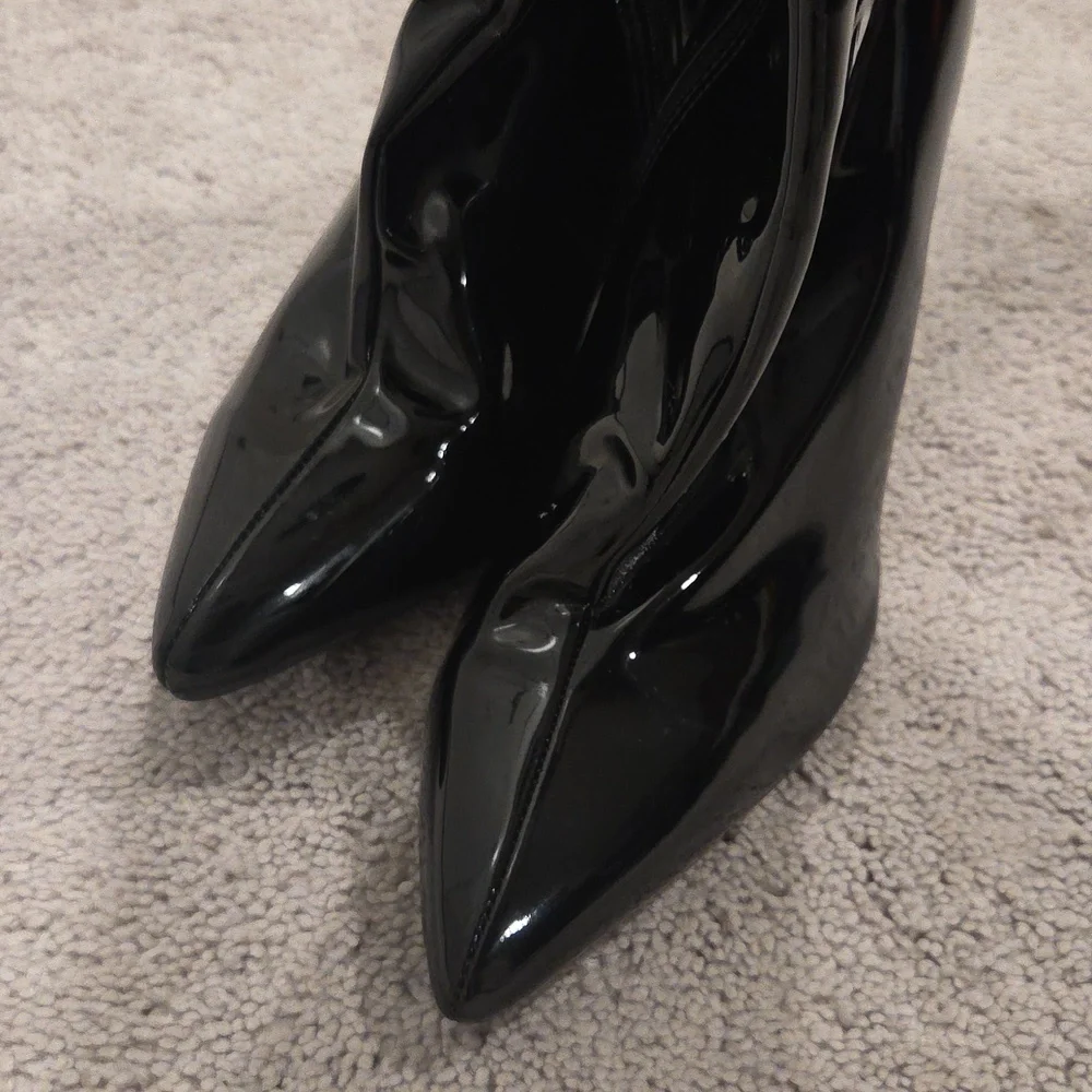 Black Patent Leather Over-the-Knee Boots - Picture 4 of 5
